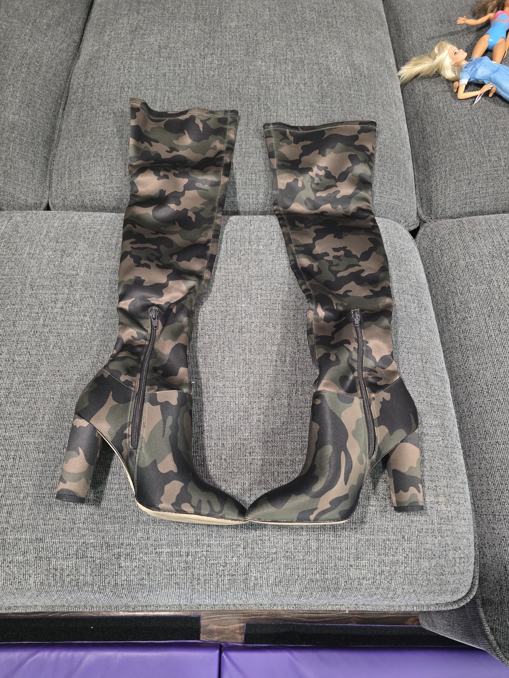 Aldo Camouflage Over-the-Knee Heeled Boots